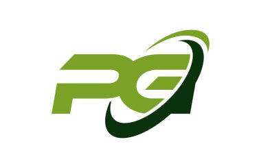 PG Logo Swoosh elips yeşil mektup vektör kavramı