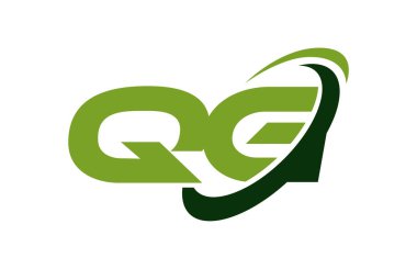 QG Logo Swoosh elips yeşil mektup vektör kavramı