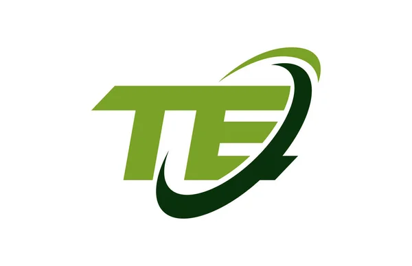 Te Logo Swoosh elips yeşil mektup vektör kavramı