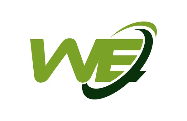 Biz Logo Swoosh Elips Yeşil Mektup Vektör Kavramı — Stok Vektör