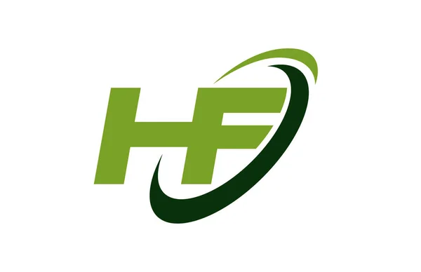 HF Logo Swoosh elips yeşil mektup vektör kavramı