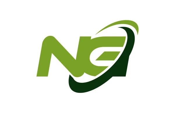 NG Logo Swoosh elips yeşil mektup vektör kavramı