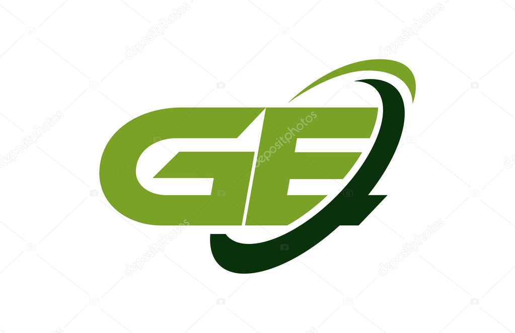 GE Logo Swoosh Ellipse Green Letter Vector Concept