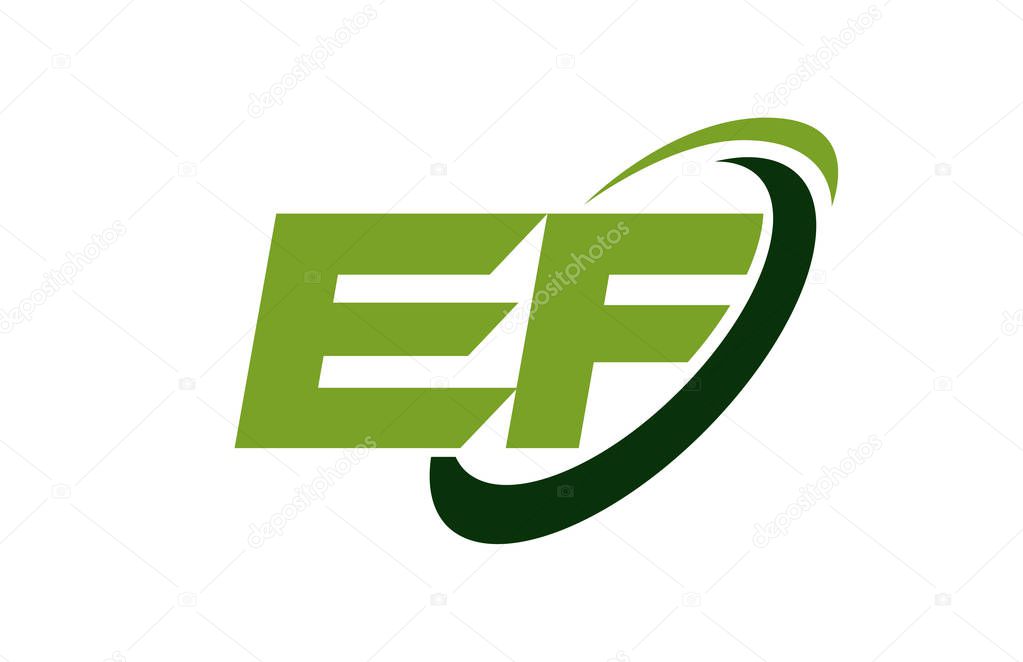 EF Logo Swoosh Ellipse Green Letter Vector Concept