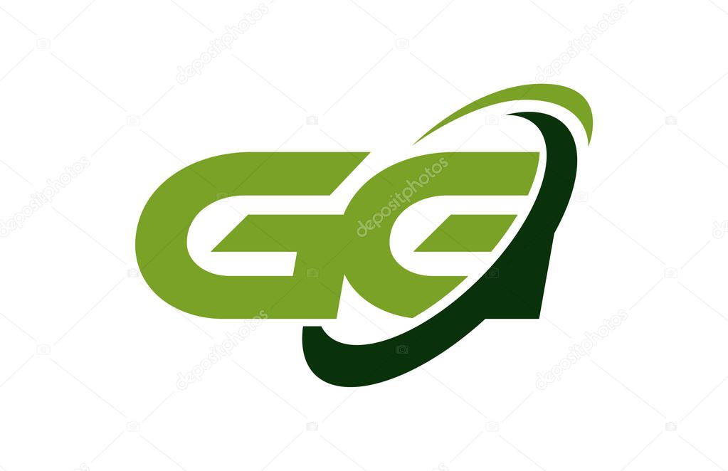 GG Logo Swoosh Ellipse Green Letter Vector Concept
