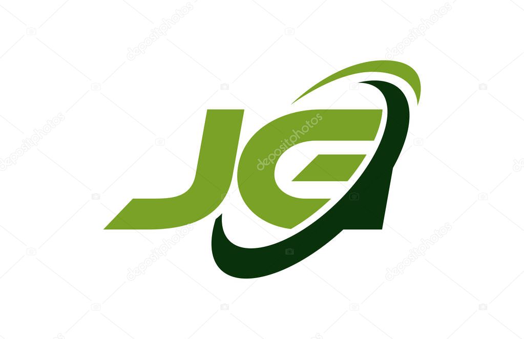 JG Logo Swoosh Ellipse Green Letter Vector Concept