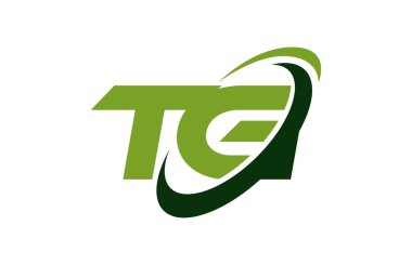TG Logo Swoosh elips yeşil mektup vektör kavramı
