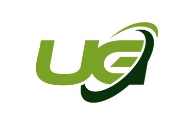 UG Logo Swoosh elips yeşil mektup vektör kavramı