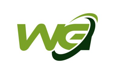 WG Logo Swoosh elips yeşil mektup vektör kavramı