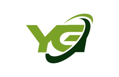 YG Logo Swoosh elips yeşil mektup vektör kavramı