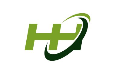 Hh Logo Swoosh elips yeşil mektup vektör kavramı