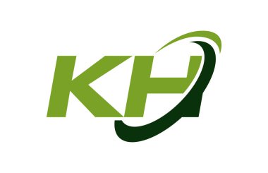 KH Logo Swoosh elips yeşil mektup vektör kavramı