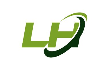LH Logo Swoosh elips yeşil mektup vektör kavramı