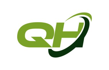 QH Logo Swoosh elips yeşil mektup vektör kavramı
