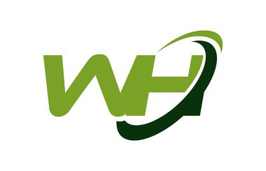 WH Logo Swoosh elips yeşil mektup vektör kavramı