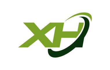 XH Logo Swoosh elips yeşil mektup vektör kavramı