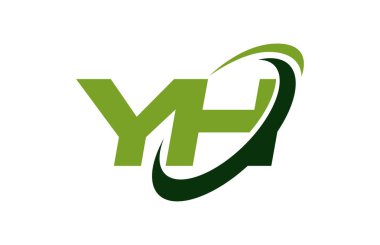 YH Logo Swoosh elips yeşil mektup vektör kavramı