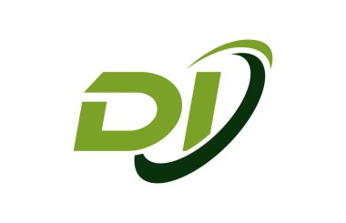 Di Logo Swoosh elips yeşil mektup vektör kavramı