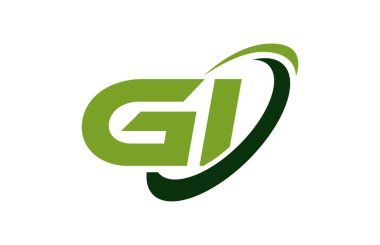 Gi Logo Swoosh elips yeşil mektup vektör kavramı