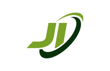 Ji Logo Swoosh elips yeşil mektup vektör kavramı