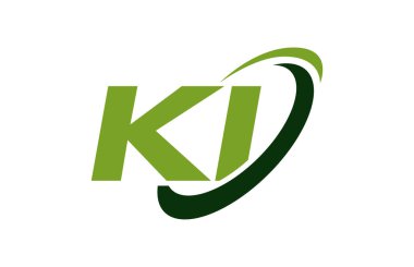 Ki Logo Swoosh elips yeşil mektup vektör kavramı