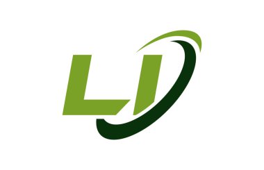 Li Logo Swoosh elips yeşil mektup vektör kavramı