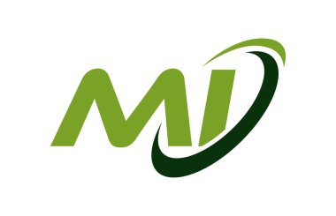 Mi Logo Swoosh elips yeşil mektup vektör kavramı
