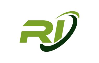 RI Logo Swoosh elips yeşil mektup vektör kavramı