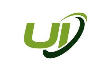 UI Logo Swoosh elips yeşil mektup vektör kavramı