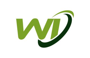 Wi Logo Swoosh elips yeşil mektup vektör kavramı