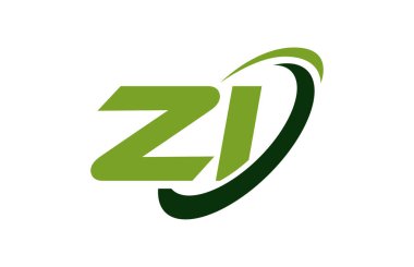 Zi Logo Swoosh elips yeşil mektup vektör kavramı