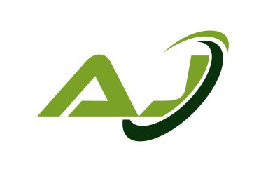 AJ Logo Swoosh elips yeşil mektup vektör kavramı