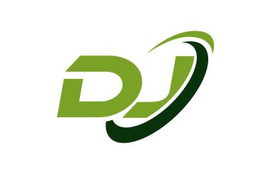 DJ Logo Swoosh elips yeşil mektup vektör kavramı
