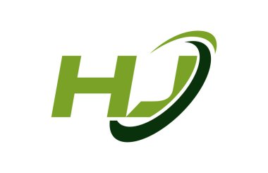 HJ Logo Swoosh elips yeşil mektup vektör kavramı