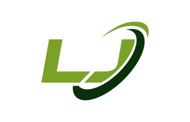 LJ Logo Swoosh elips yeşil mektup vektör kavramı