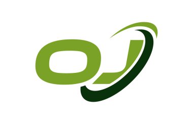 OJ Logo Swoosh elips yeşil mektup vektör kavramı