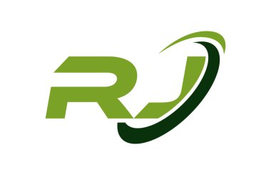 RJ Logo Swoosh elips yeşil mektup vektör kavramı