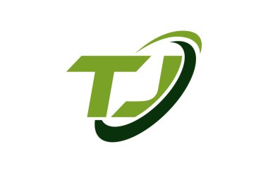 TJ Logo Swoosh elips yeşil mektup vektör kavramı