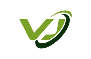 VJ Logo Swoosh elips yeşil mektup vektör kavramı