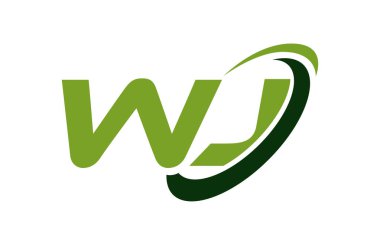 WJ Logo Swoosh elips yeşil mektup vektör kavramı