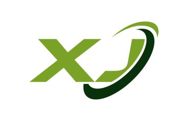 XJ Logo Swoosh elips yeşil mektup vektör kavramı