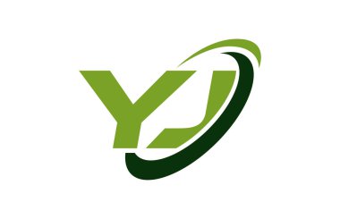Yj Logo Swoosh elips yeşil mektup vektör kavramı