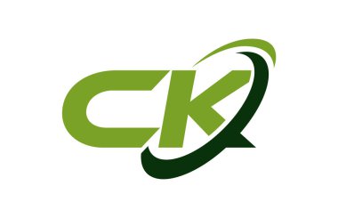 CK Logo Swoosh Ellipse Green Letter Vector Concept clipart