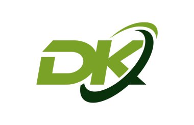 Dk Logo Swoosh elips yeşil mektup vektör kavramı