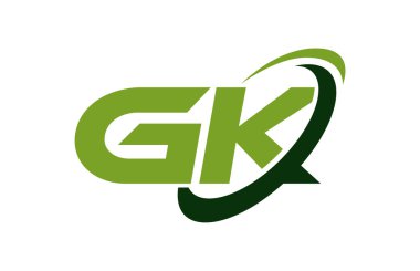 GK Logo Swoosh elips yeşil mektup vektör kavramı