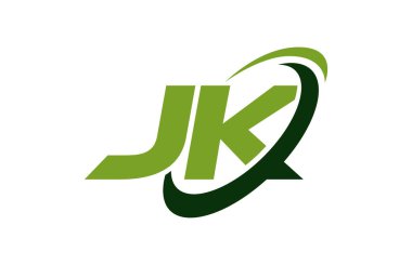 JK Logo Swoosh elips yeşil mektup vektör kavramı