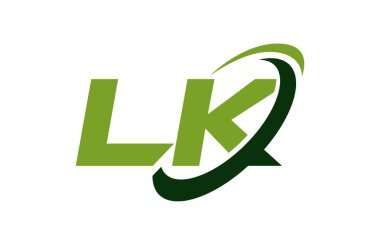 Lk Logo Swoosh elips yeşil mektup vektör kavramı