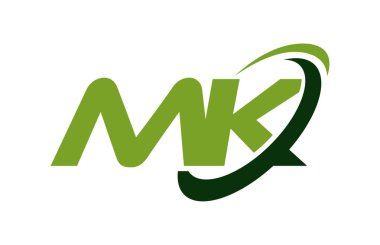 MK Logo Swoosh elips yeşil mektup vektör kavramı
