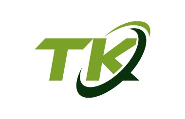 TK Logo Swoosh elips yeşil mektup vektör kavramı