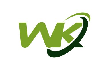 WK Logo Swoosh elips yeşil mektup vektör kavramı